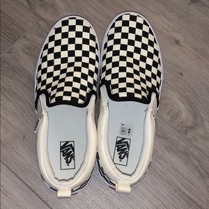 Checkerboard vans slip on
